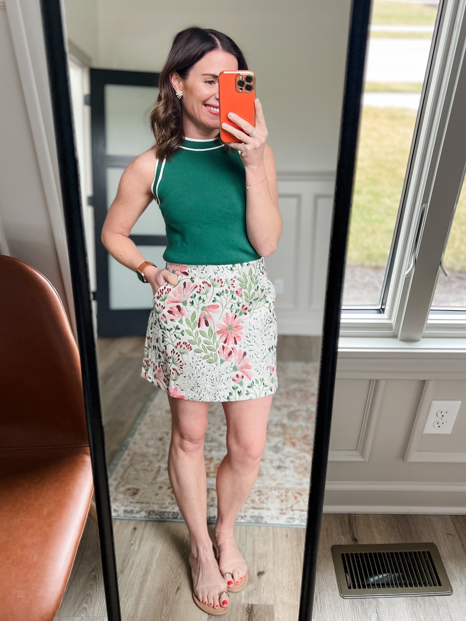 Skirt has shorts under.  Size small.  
Tank size XS small.  

#LTKPetite #LTKFindsUnder50 #LTKStyleTip