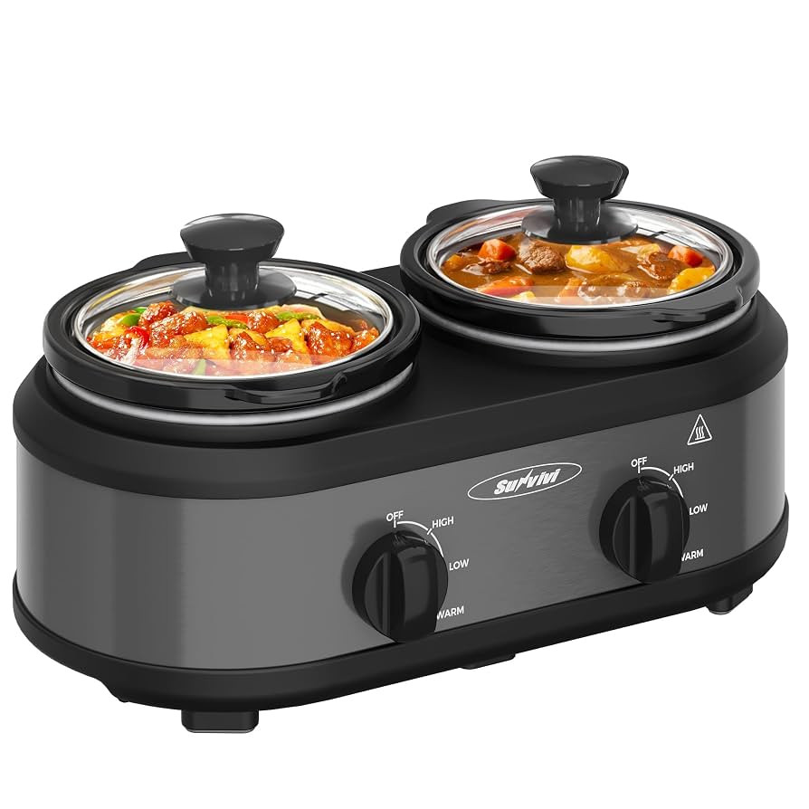 Sunvivi Dual Slow Cooker, Buffet Servers and Warmer with 2 Removable Ceramic Pots, Slow Cooker Fo... | Amazon (US)