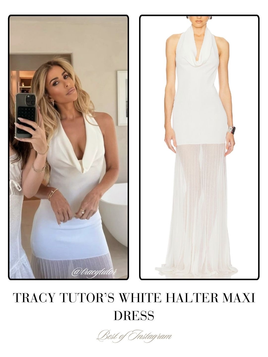 Tracy Tutor’s White Halter Maxi Dress 📸 = @tracytutor 