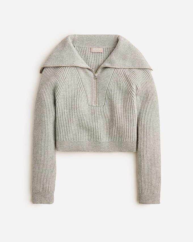 Cashmere cropped wide-collar half-zip sweater | J.Crew US