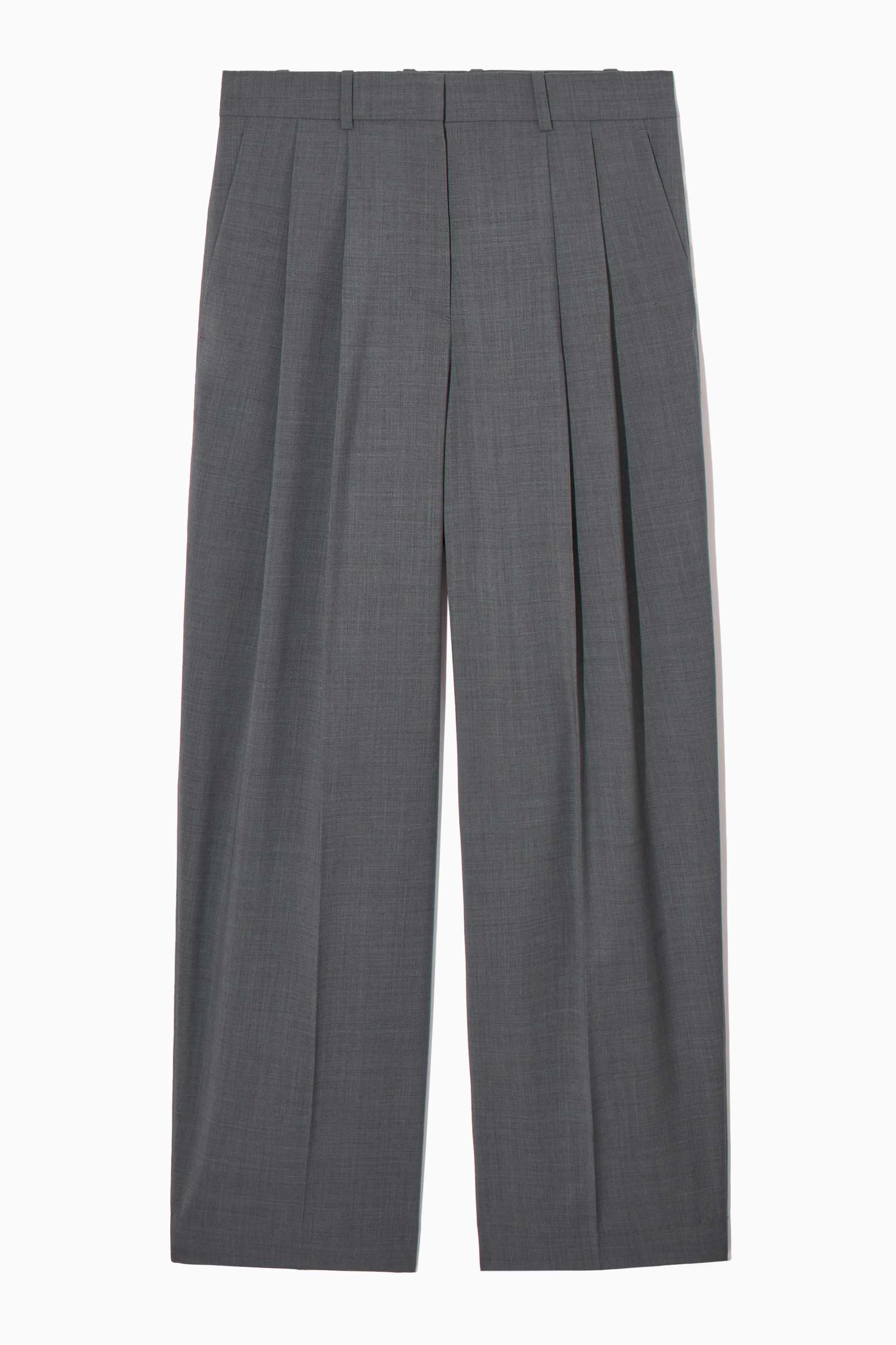 RELAXED TAILORED WOOL WIDE-LEG PANTS - GREY MÉLANGE | COS | COS (AU)