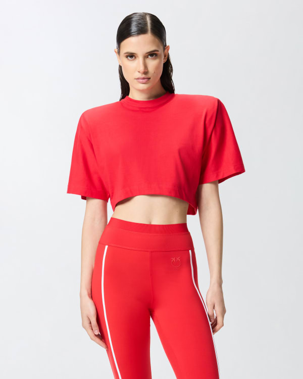 Crop top mezze maniche con spalle imbottite | PINKO (Global)