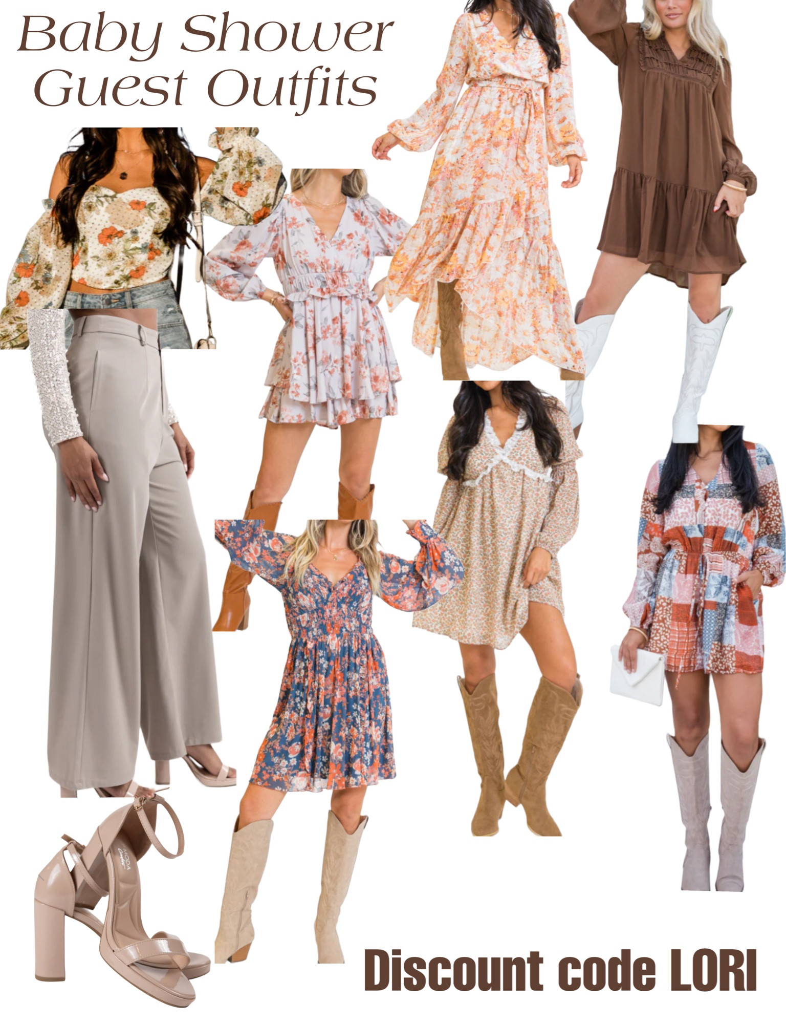 Baby or wedding shower looks! 99% of the time I wear a cute dress with heels or boots! But I added a classy trouser look as well! Code LORI 

#LTKSeasonal #LTKFindsUnder100 #LTKStyleTip