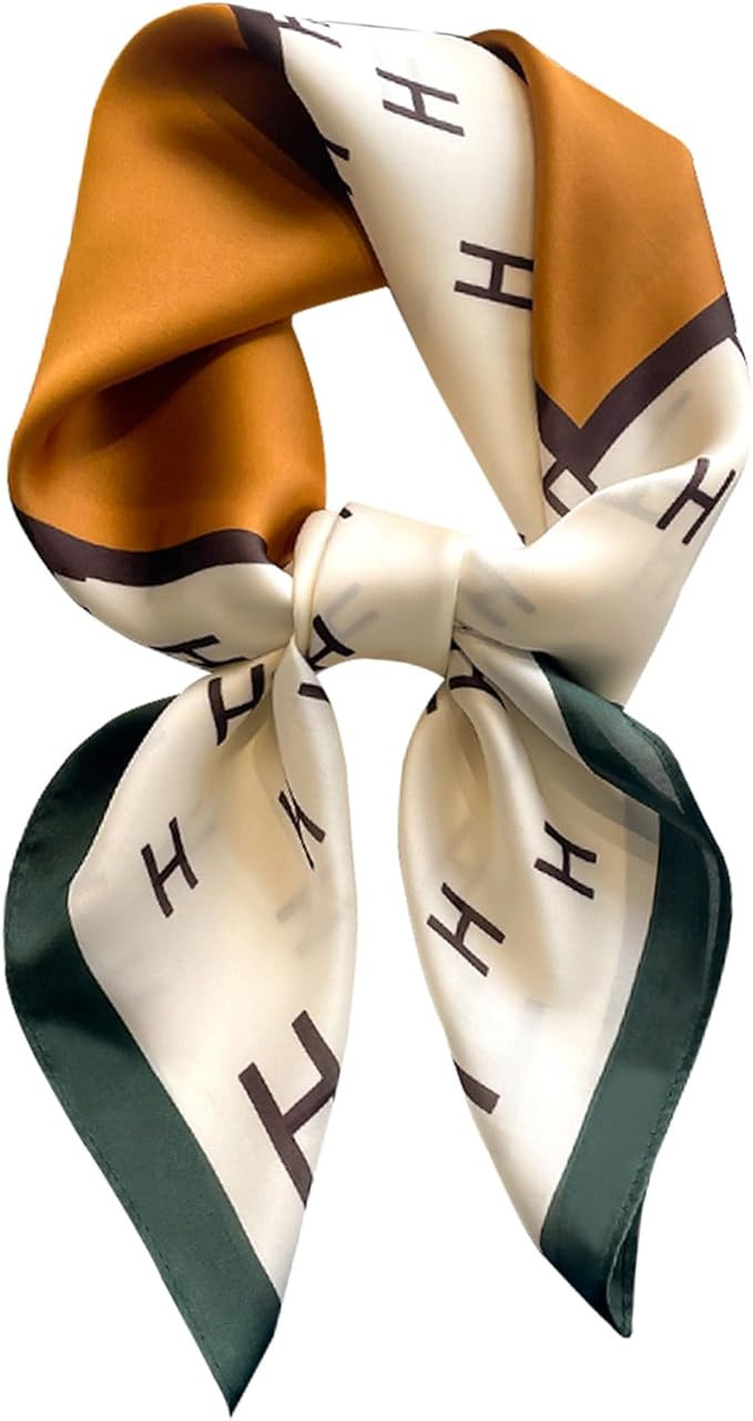 kcctoo 27.5" Mulberry Silk Feeling Head Scarf Women's Fashion Square Neck Satin Scarfs for Bag Ha... | Amazon (US)