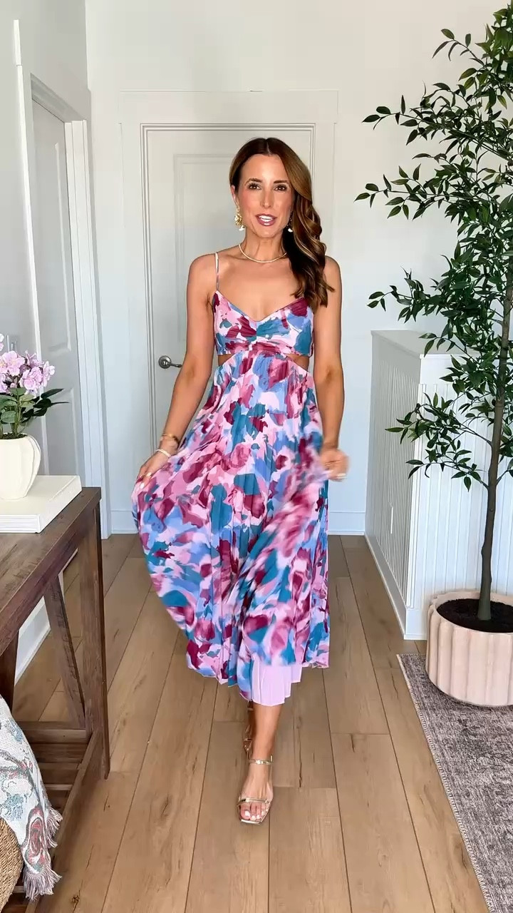 The prettiest wedding guest dresses and spring dresses from Abercrombie! Wedding guest dress in XS petite (I sized up because of cut-out feature). Spring wedding guest. Summer wedding guest. Spring dresses. Cocktail dress. Pleated maxi dress. Resort wear. Resort outfit. Vacation outfit. Cruise outfit. Dinner date outfit. Date night outfit. Destination wedding. Gold heels are TTS. 


#LTKPetite #LTKWedding #LTKTravel