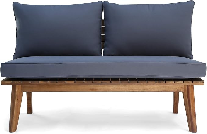 Christopher Knight Home 306424 Boyle Outdoor Acacia Wood Loveseat, Teak Finish/Gray | Amazon (US)