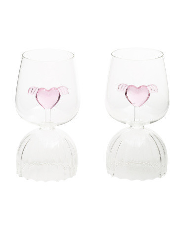 2pc Heart Figural Wine Glasses | Marshalls