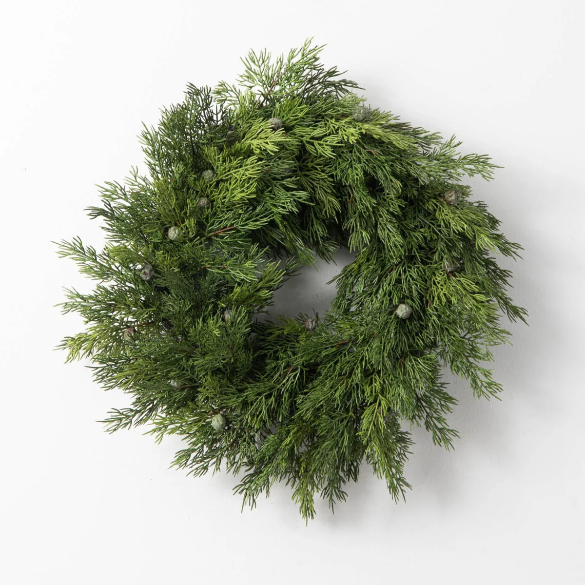 Seeding Real Touch Juniper Berry Faux Greenery Front Door Mantle Wreath | Darby Creek Trading