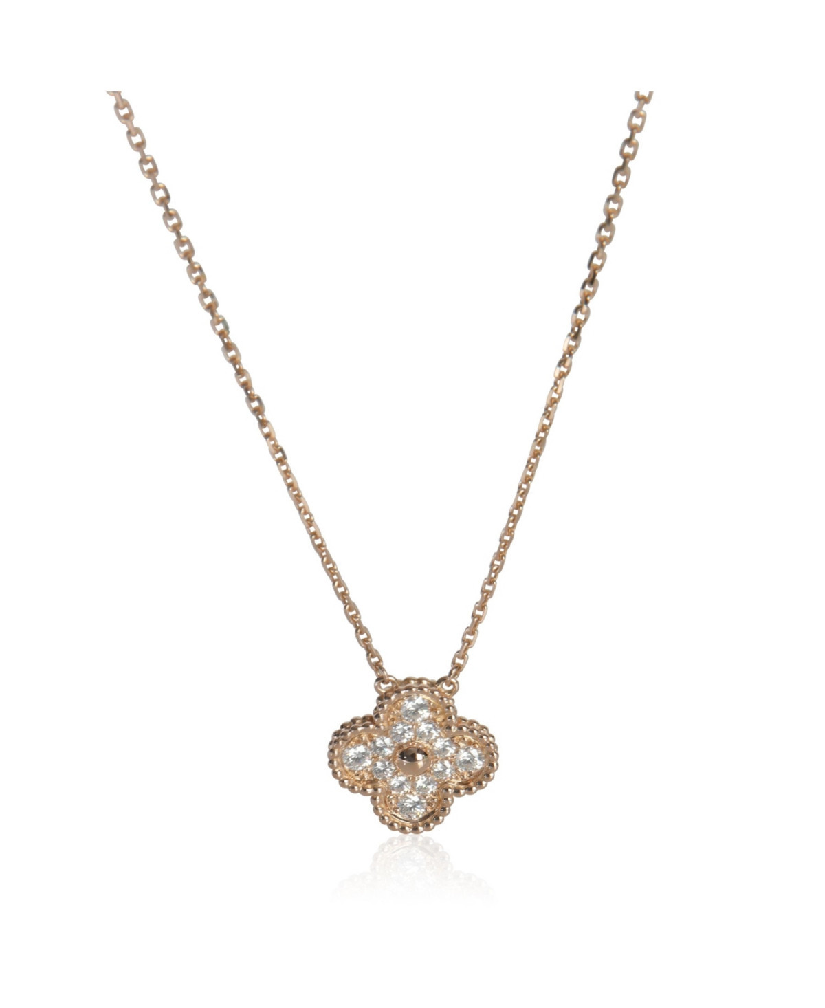 Pre-Owned Van Cleef & Arpels Van Cleef & Arpels Rose Gold Diamond Vintage Alhambra Pendant - Rose gold | Macy's