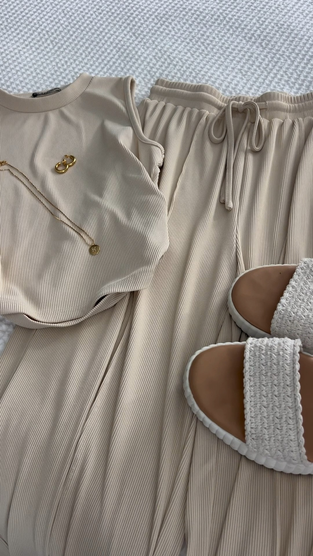 Luxe lounge energy in this beige set, paired with sleek sandals and a touch of gold 🫶🏼Easy, breezy, and effortlessly stylish 🌊#ChicComfort #MinimalVibes #EverydayElegance

#LTKSaleAlert #LTKStyleTip #LTKTravel