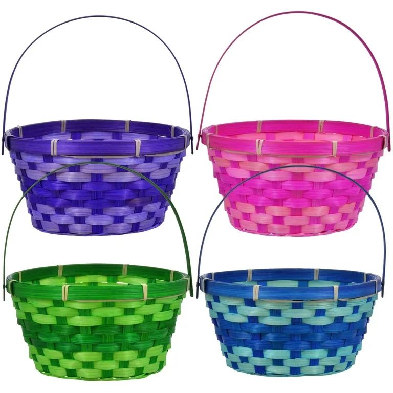 CGT Woven Bamboo Wicker Straw Easter Baskets with Hinged Handles Spring Birthday Get Well Soon Pi... | Walmart (US)