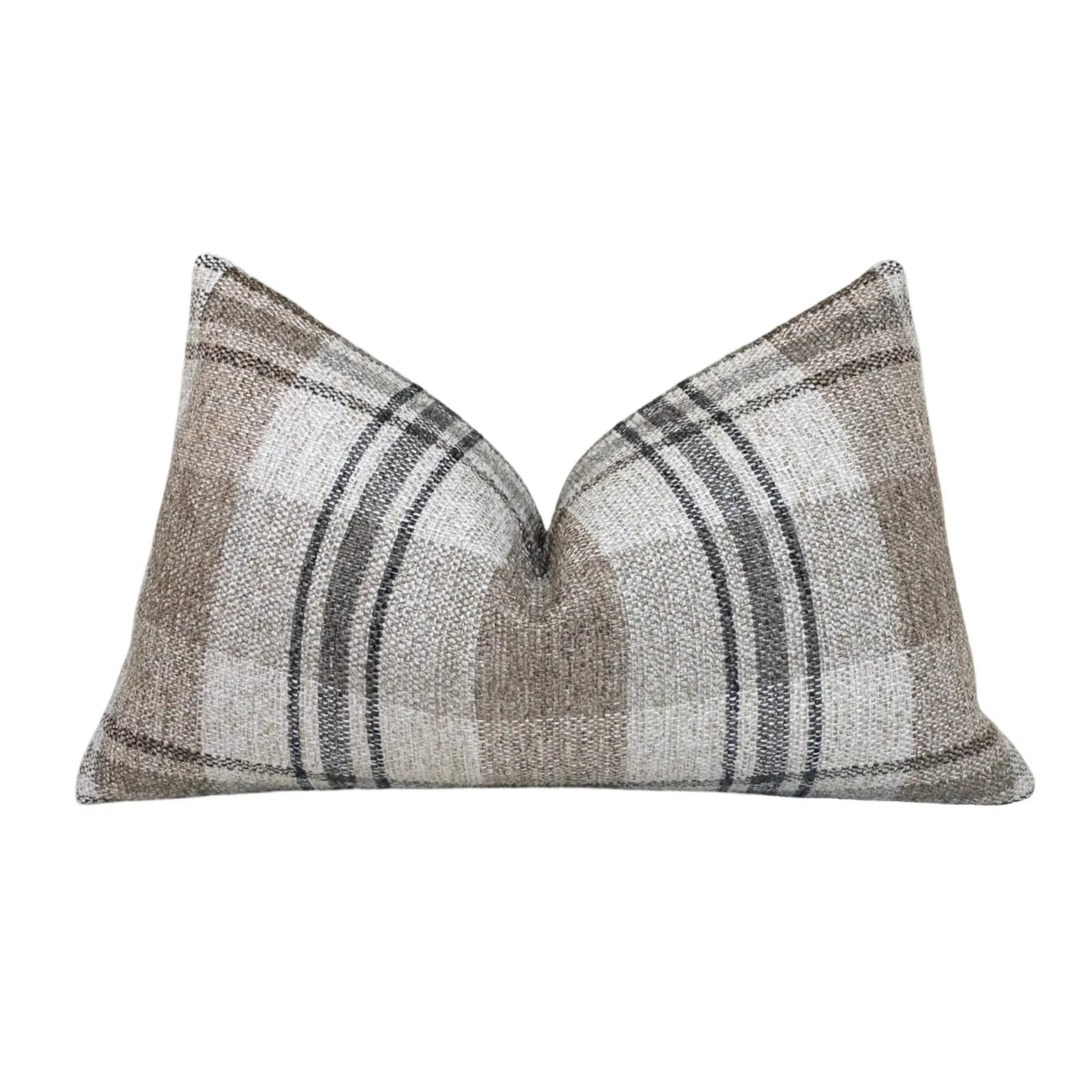 Beige, Gold, Gray Plaid Check Throw Pillow Cover, USA Made, Cover Only - Etsy | Etsy (US)