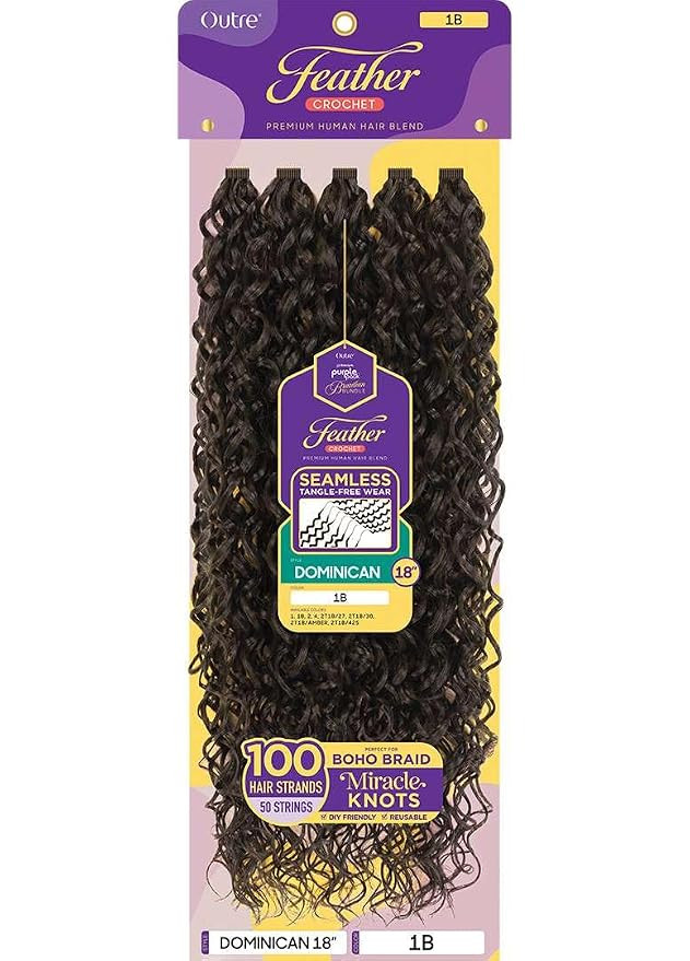Outre Purple Pack Brazilian Premium Human Hair Blend Feather Crochet Braid - Dominican 18" (OFF B... | Amazon (US)