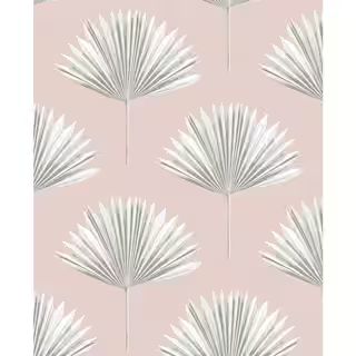 Pink Mist Tropical Fan Palm Vinyl Peel and Stick Wallpaper Roll 30.75 sq. ft. | The Home Depot
