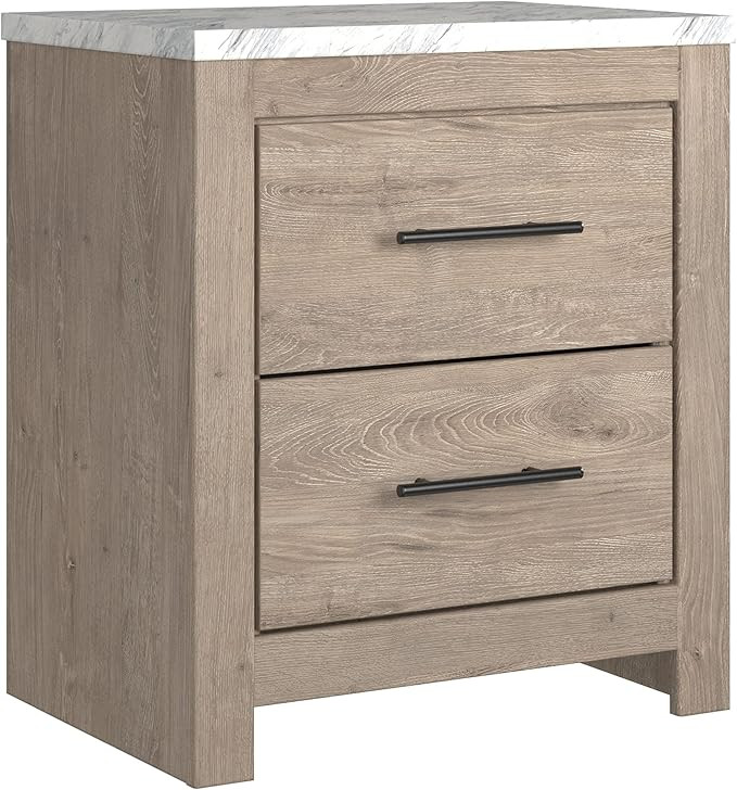 Signature Design by Ashley Senniberg Modern 2 Drawer Nightstand with Faux Marble Top, 24.72" Tall... | Amazon (US)