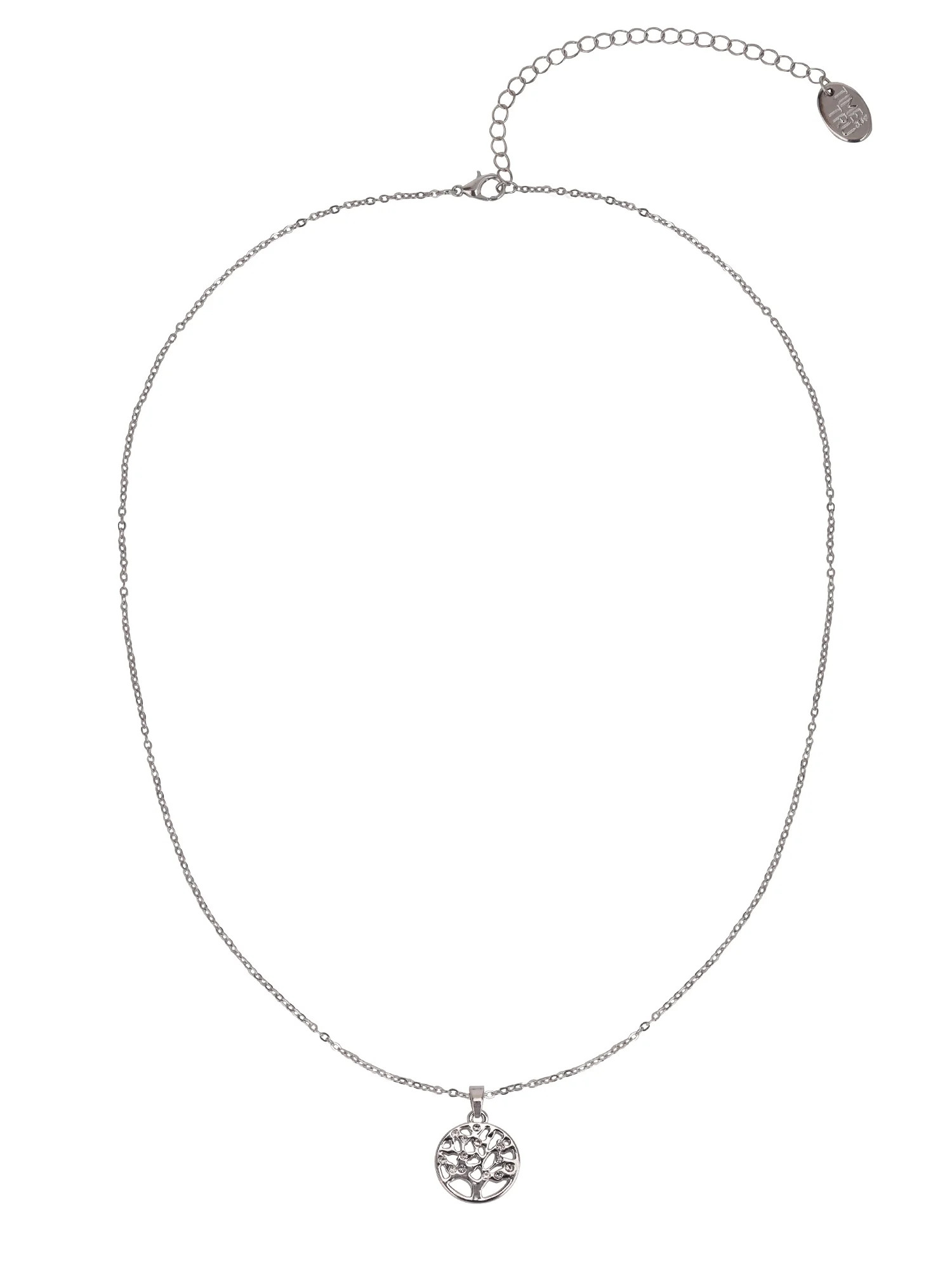 Time and Tru Adult Women's Silver Tone Tree of Life Crystal Metal Pendant Necklace - Walmart.com | Walmart (US)