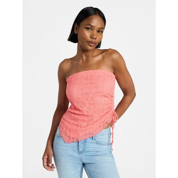 No Boundaries Asymmetrical Lace Tube Top, Women's XXS-XXL | Walmart (US)