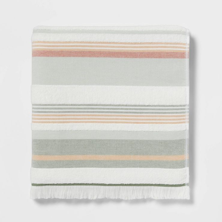 Striped Flat Woven Towel Green - Threshold™ | Target