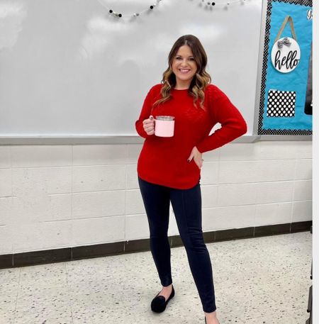OOTD! This cute heart sweater is perfect for this time of year! And my Daily Ritual Ponte pants are on major sale. I love that these come in short lengths. I’m 5’3” wearing a medium short. I’m also in a medium in the sweater. 

#LTKworkwear #LTKsalealert #LTKstyletip