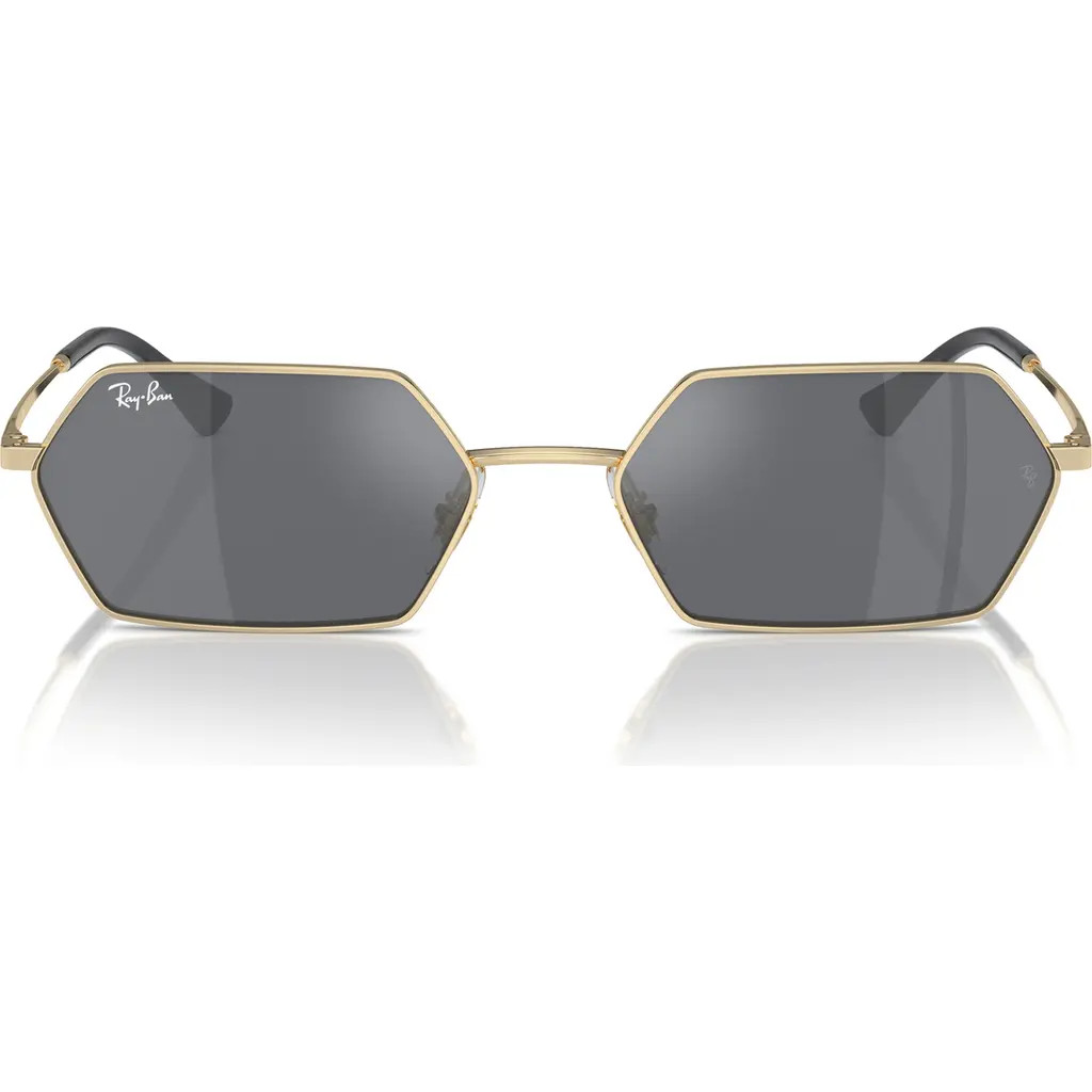 Ray-Ban Yevi 58mm Rectangular Sunglasses in Light Gold at Nordstrom | Nordstrom