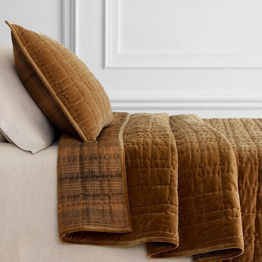 Cotton Velvet Plaid Reverse Quilt &amp; Shams | West Elm (US)