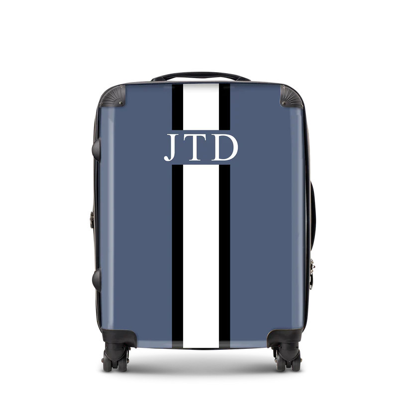 Lily & Bean personalised Denim Colour Luggage with Black and White | Lily and Bean