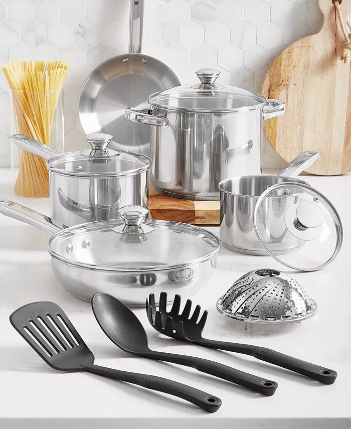 Stainless Steel 13-Pc. Cookware Set | Macys (US)