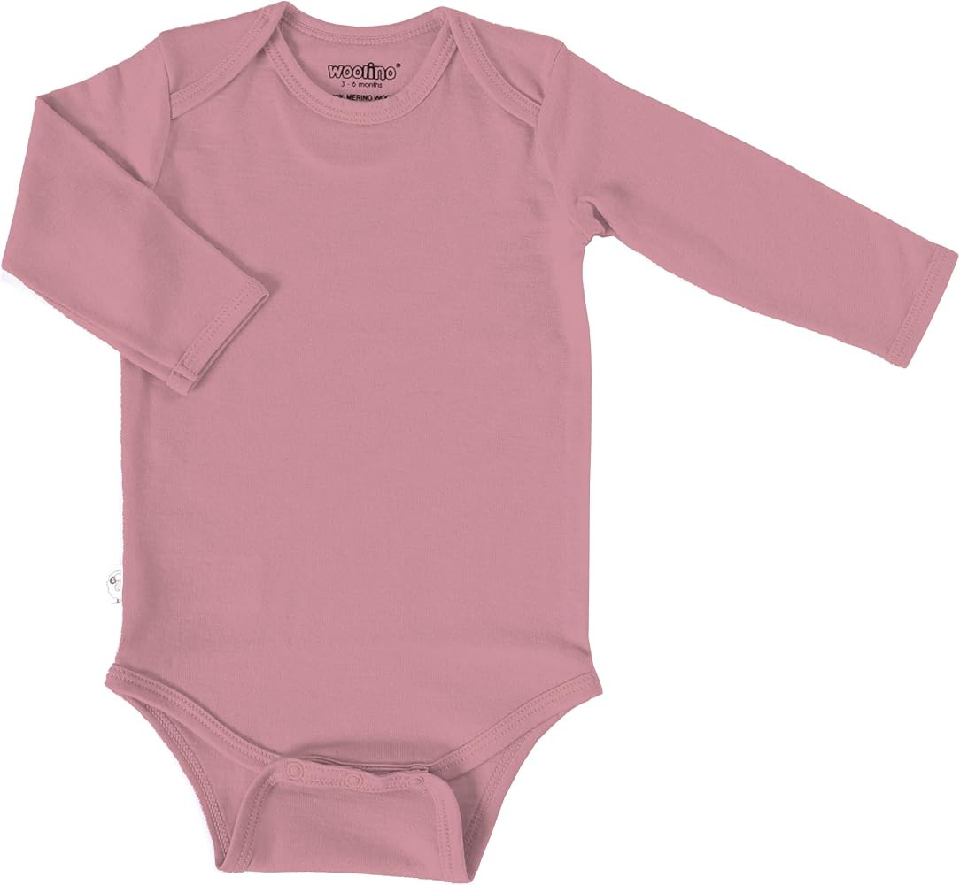 Woolino 100% Superfine Merino Wool Baby Bodysuit - Long Sleeve Bodysuit for Boy and Girl - Tagles... | Amazon (US)