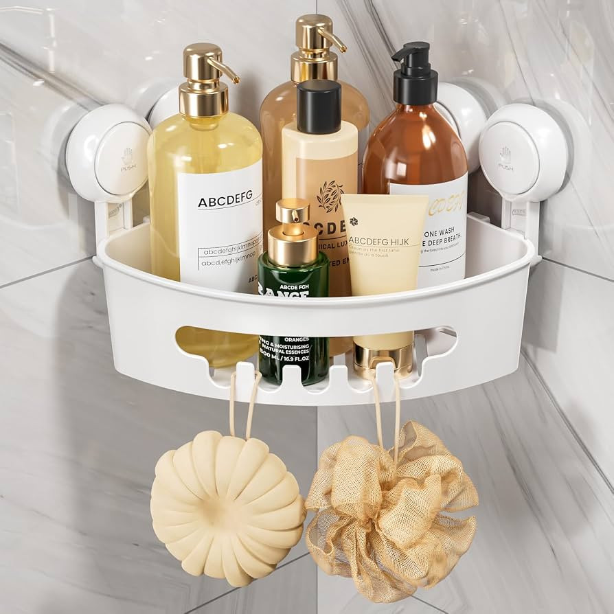TAILI Corner Shower Caddy with Suction Cups, Wall Mounted Organizer Plastic Rack for Small Bathro... | Amazon (US)
