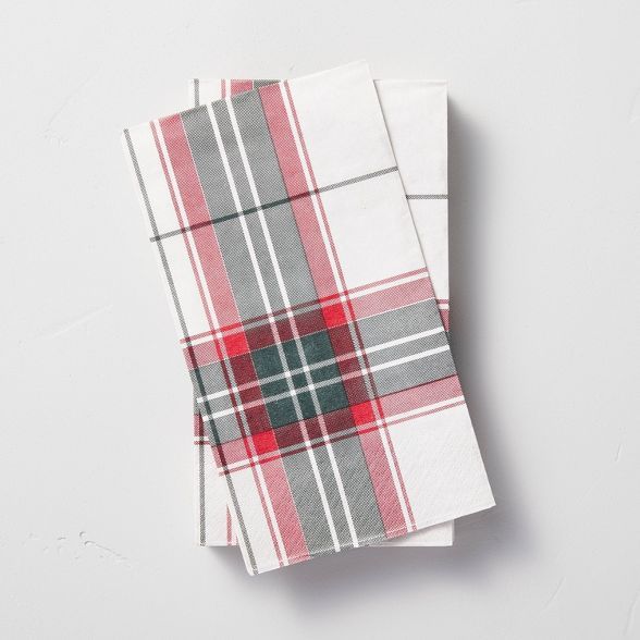 14ct Holiday Plaid 3-Ply Disposable Hand Towel Red/Green - Hearth & Hand™ with Magnolia | Target