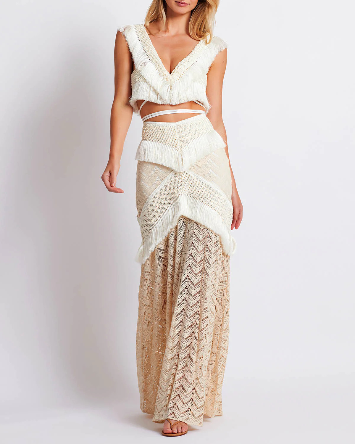 Fringe Trim Maxi Skirt | PatBO