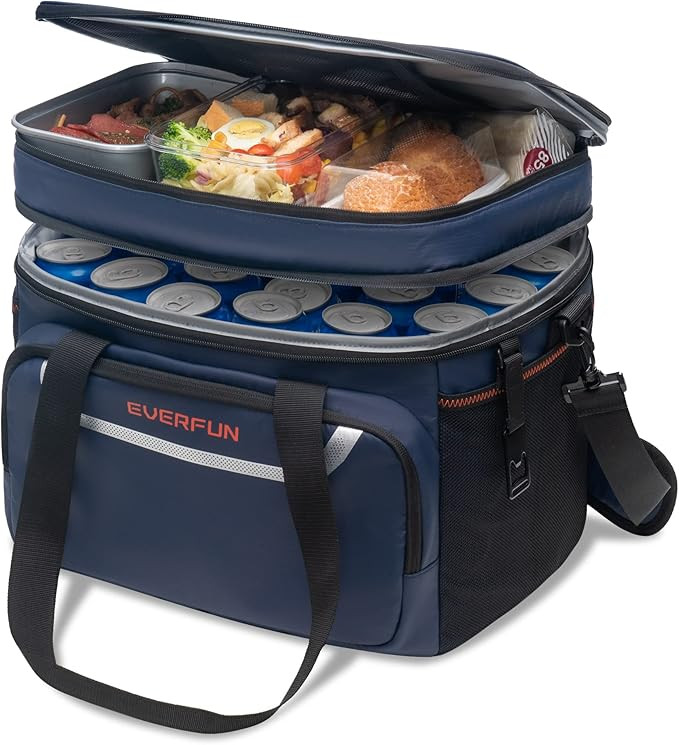 EVERFUN Small Compact Cooler Bag 24/48 Can Insulated Lunch Box Double Deck Soft Leak-Proof Waterp... | Amazon (US)