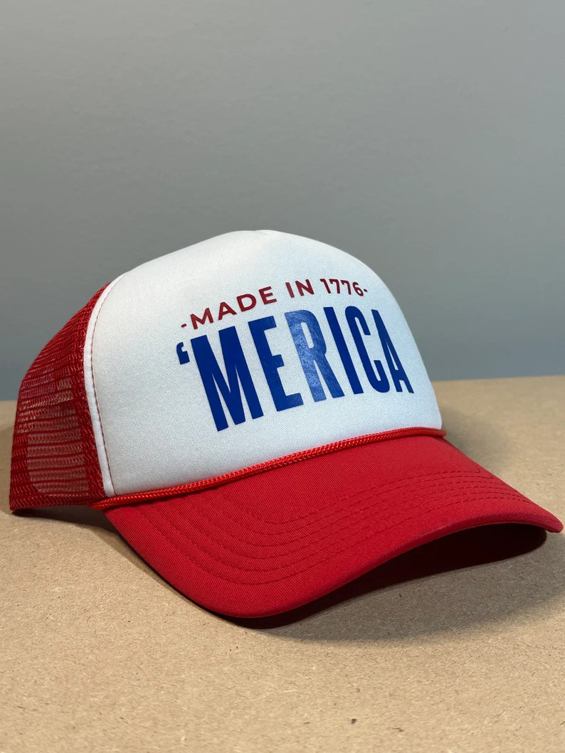 Merica Hat, 4th of July Hat, Labor Day Hat, America, USA. Trucker Hat, Made in 1776,  Patriotic H... | Etsy (US)