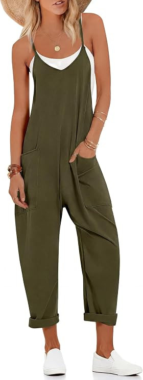Ekouaer Womens Jumpsuit Sleeveless Casual Summer Overalls Jumpers Spaghetti Strap Baggy Long Pant... | Amazon (US)