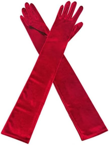 1920s Long Christmas Velvet Gloves, Red Touchable Screen Women's Costume Evening Dress Gloves | Amazon (US)