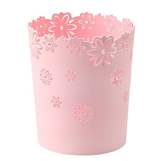 Nazr Wastebasket, Hollow Flower Shape Plastic Lidless Wastepaper Baskets Trash Can (M-Pink) | Amazon (US)