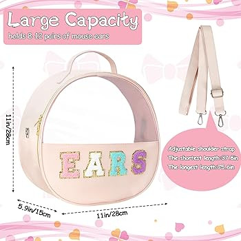 Translucent Mouse Ears Travel Case, Chenille Letter Headband Ears Holder Waterproof Hair Accessor... | Amazon (US)