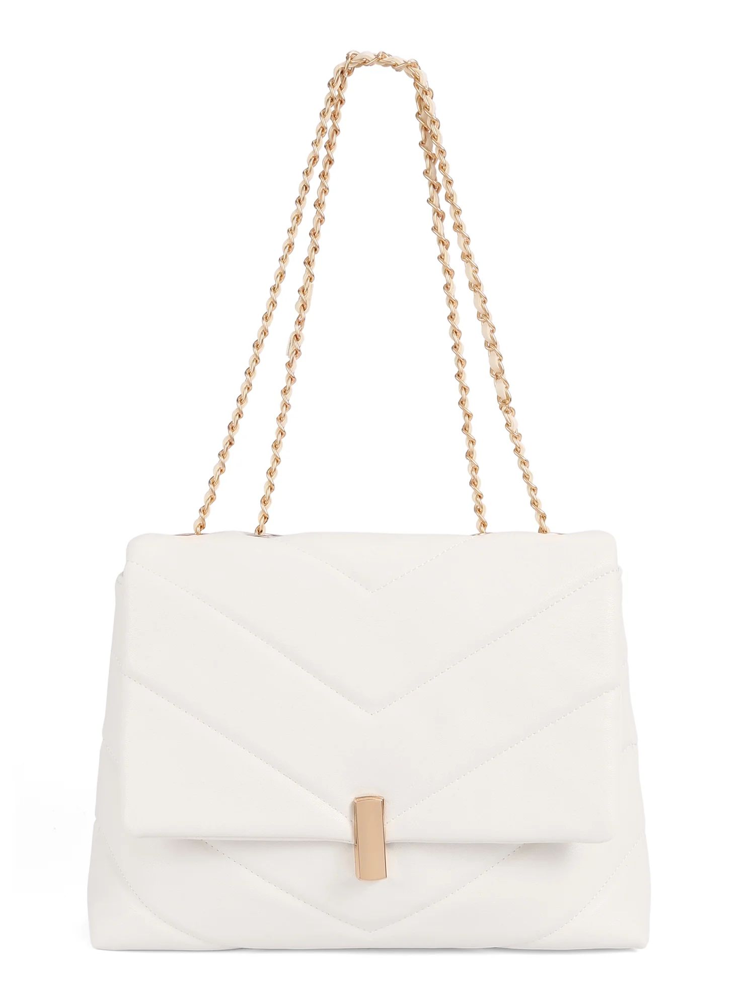 BeCool Women's White Chevron Quilted Shoulder Bag | Walmart (US)