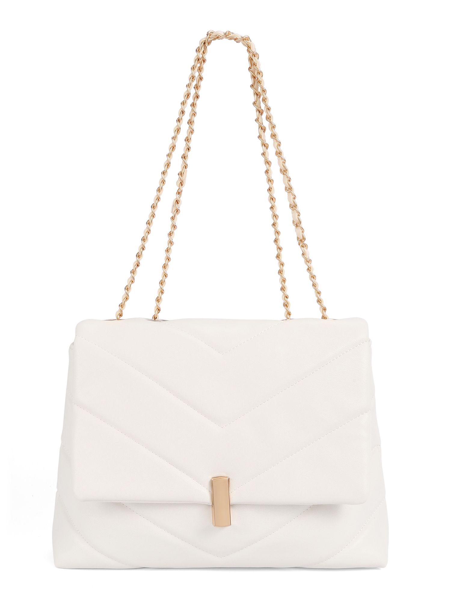 BeCool Women's Chevron Quilted Shoulder Bag White | Walmart (US)