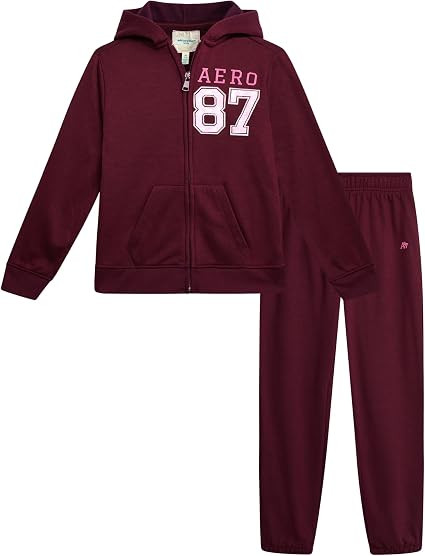 AEROPOSTALE Girls 2 Piece Fleece Zip Up Hoodie & Jogger Sweatpants | Cozy Warmth with Full Front ... | Amazon (US)