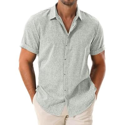Drazivon Men's Linen Shirts Short Sleeve Button Down Shirts for Men Casual Beach Summer Wed… | Amazon (US)