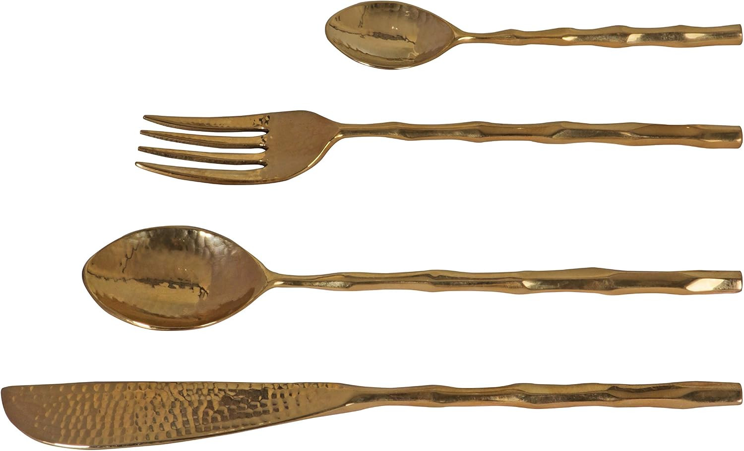 DeKulture Handmade Pure Brass 4-Piece Cutlery Set: Gold Flatware for Dining & Serving | Amazon (US)