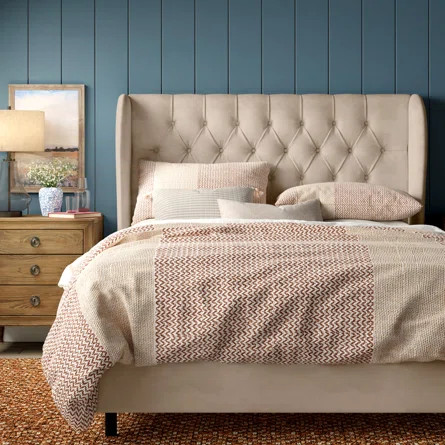 Willa Arlo Interiors Alcantara Diamond Tufted Upholstered Standard Bed | Wayfair North America