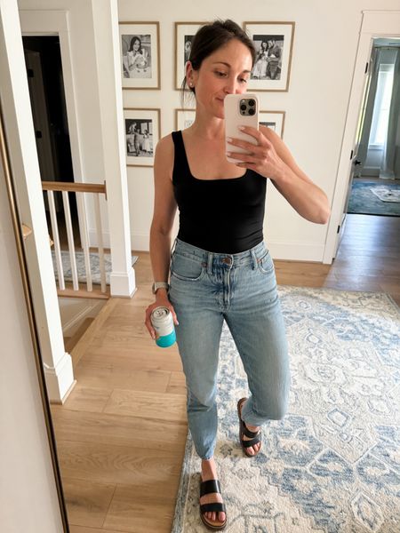 Same black square neck to from Amazon, but with my Madewell perfect vintage jeans and Madewell sandals. My sandals are from last year so I linked this year’s version. 

#LTKSeasonal