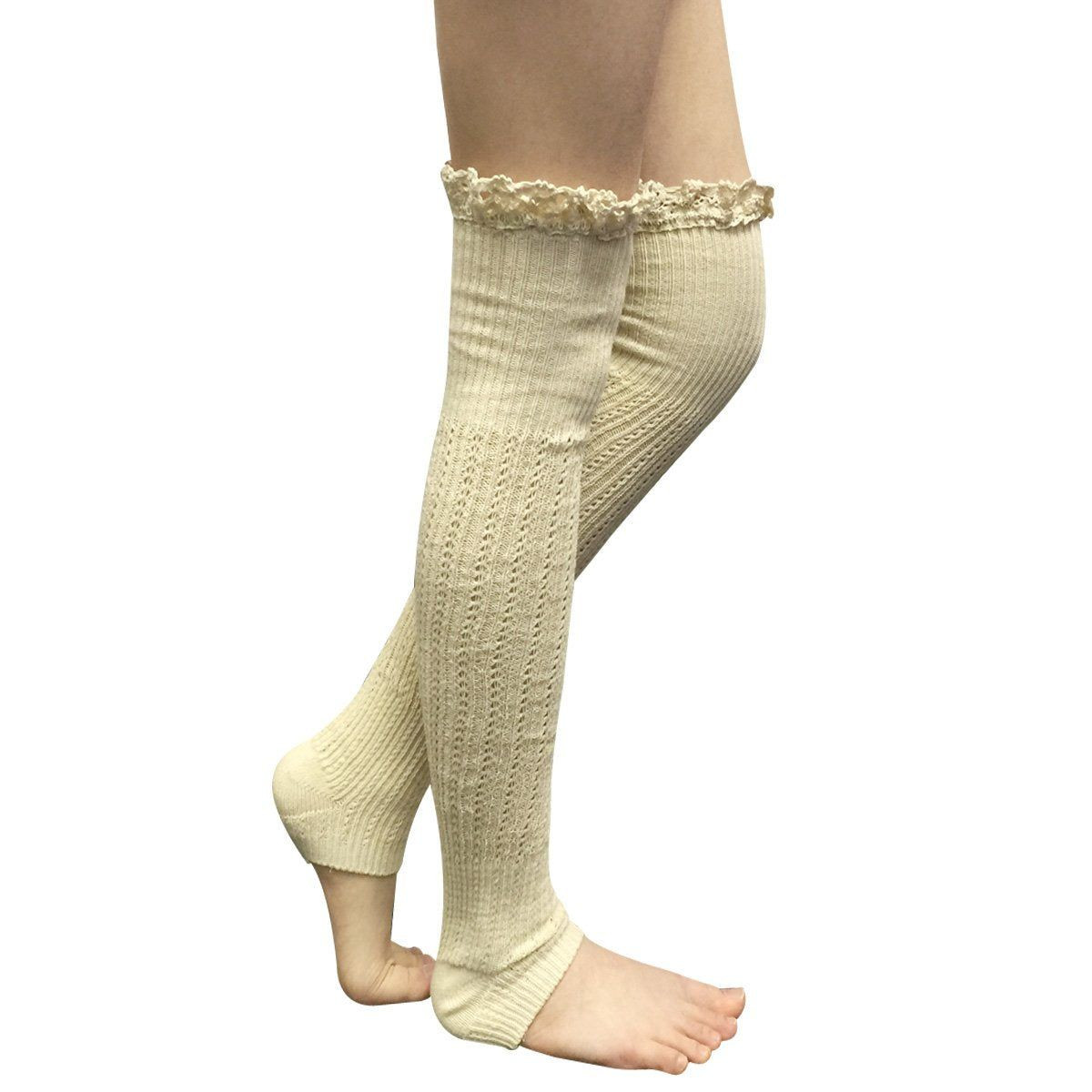 Wrapables Knitted Leg Warmers Boot Socks with Lace Trim | Target