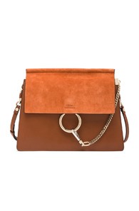 Chloe Medium Faye Suede & Calfskin Shoulder Bag in Brown | FWRD 