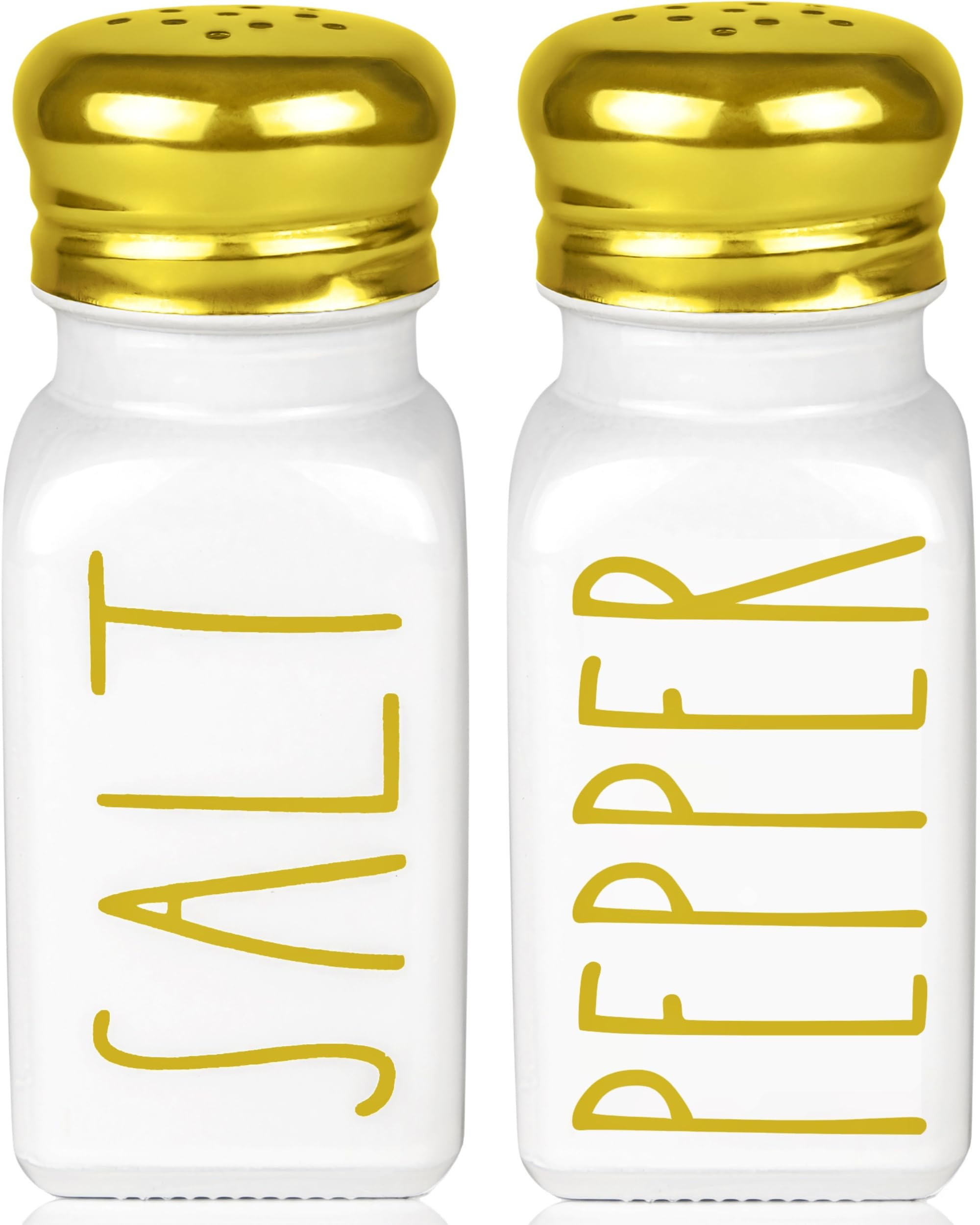 Luxury Gold Salt and Pepper Shakers Set by Brighter Barns - Glass Shakers & Stainless Steel Lid -... | Amazon (US)