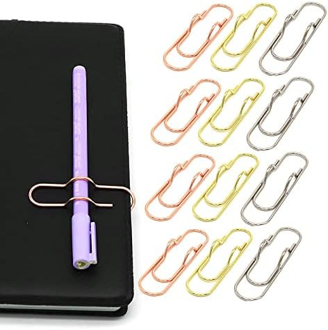 Metal Pen Clips in Gold/Silver/Rose Gold - Pack of 12 Paperclip Pen Holders for Notebooks and Pap... | Amazon (US)
