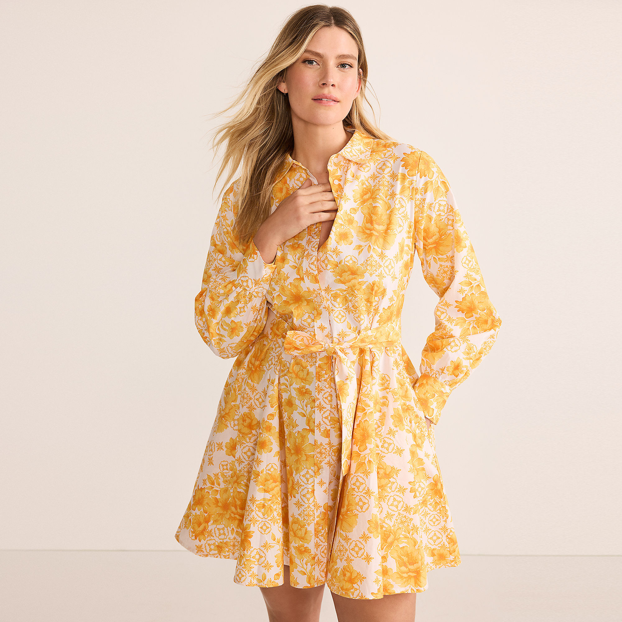 Women's Poplin Button Front Dress with Godets | Lands' End (US)