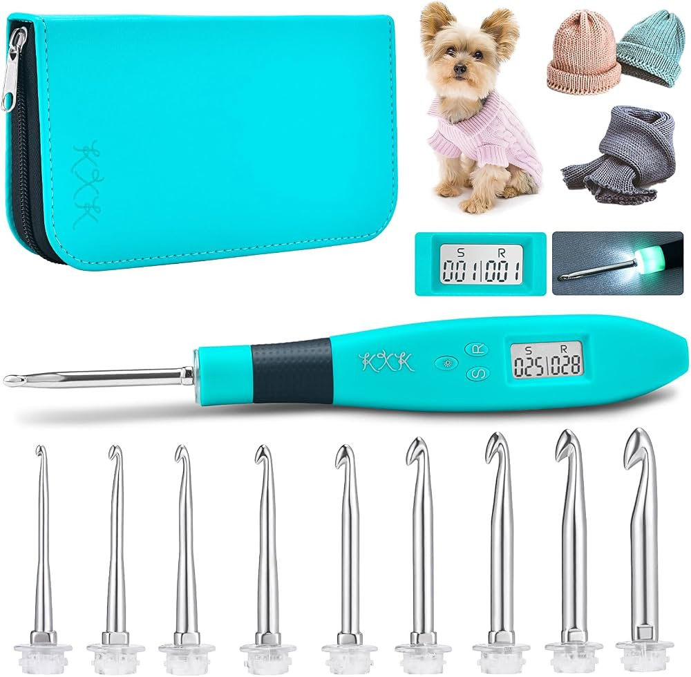 Counting Crochet Hook Set, Ergonomic Crochet Hooks with Led and Digital Stitch Counter, Crochet K... | Amazon (US)